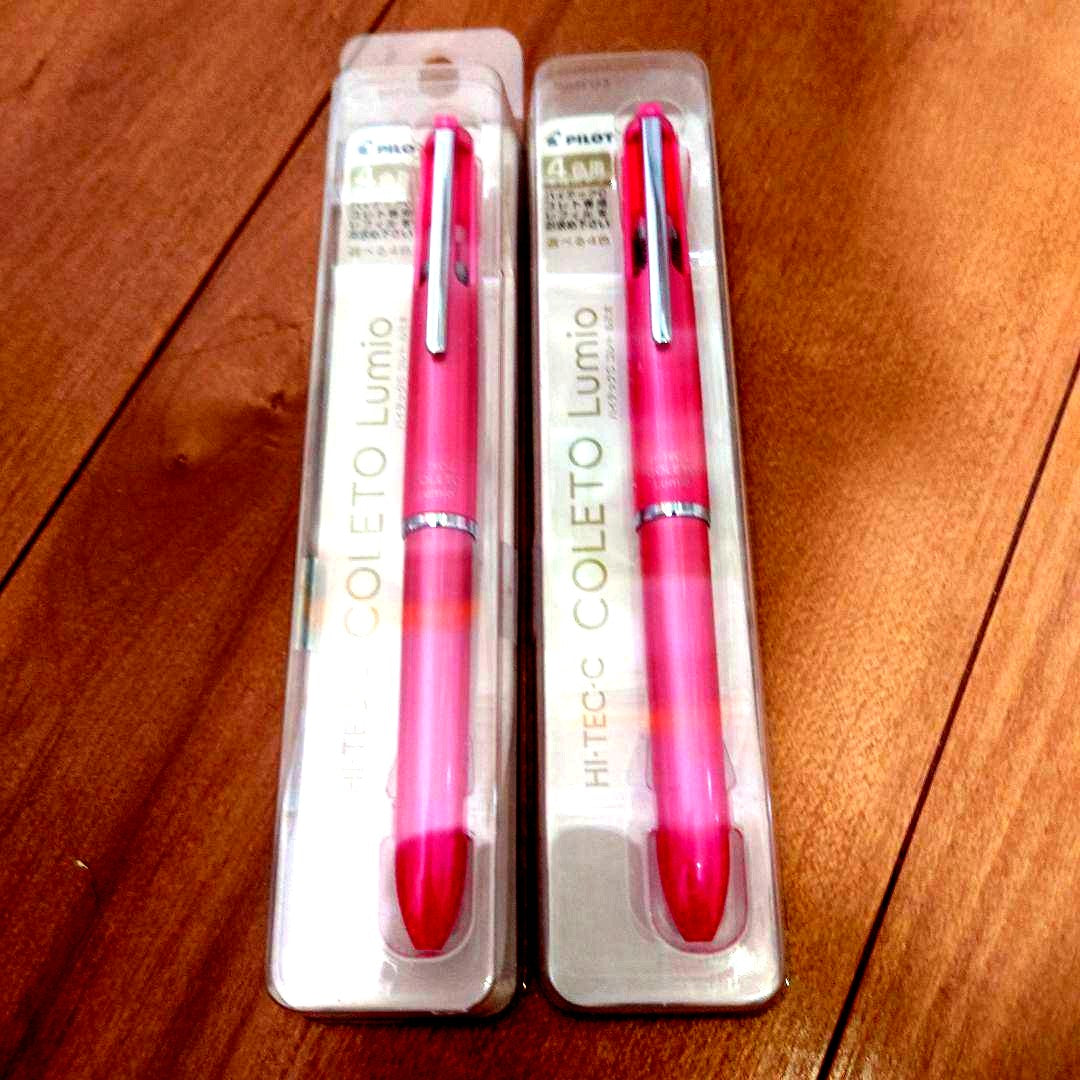 Pilot Hi-Tec-C Coleto Lumio Rose Pink ballpoint pen set with two pens shown