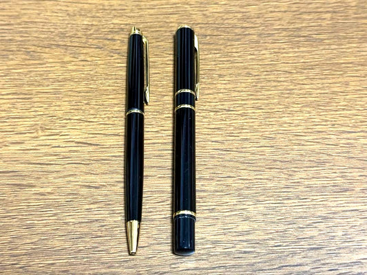 Waterman Pen and Fountain Pen Set with classic design and smooth ballpoint pen in black finish