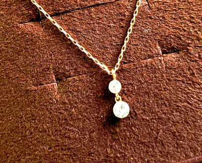 Agete K18 diamond necklace with 0.15ct two diamonds and slide chain up to 45 cm length