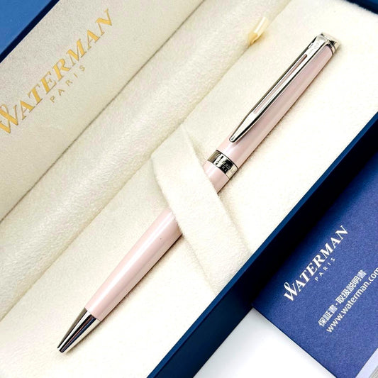 Waterman Hémisphère ballpoint pen in rose pink lacquer metal shown with cap on