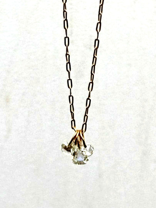 Agete diamond necklace 18K gold with a 70 cm long chain displayed on a white background