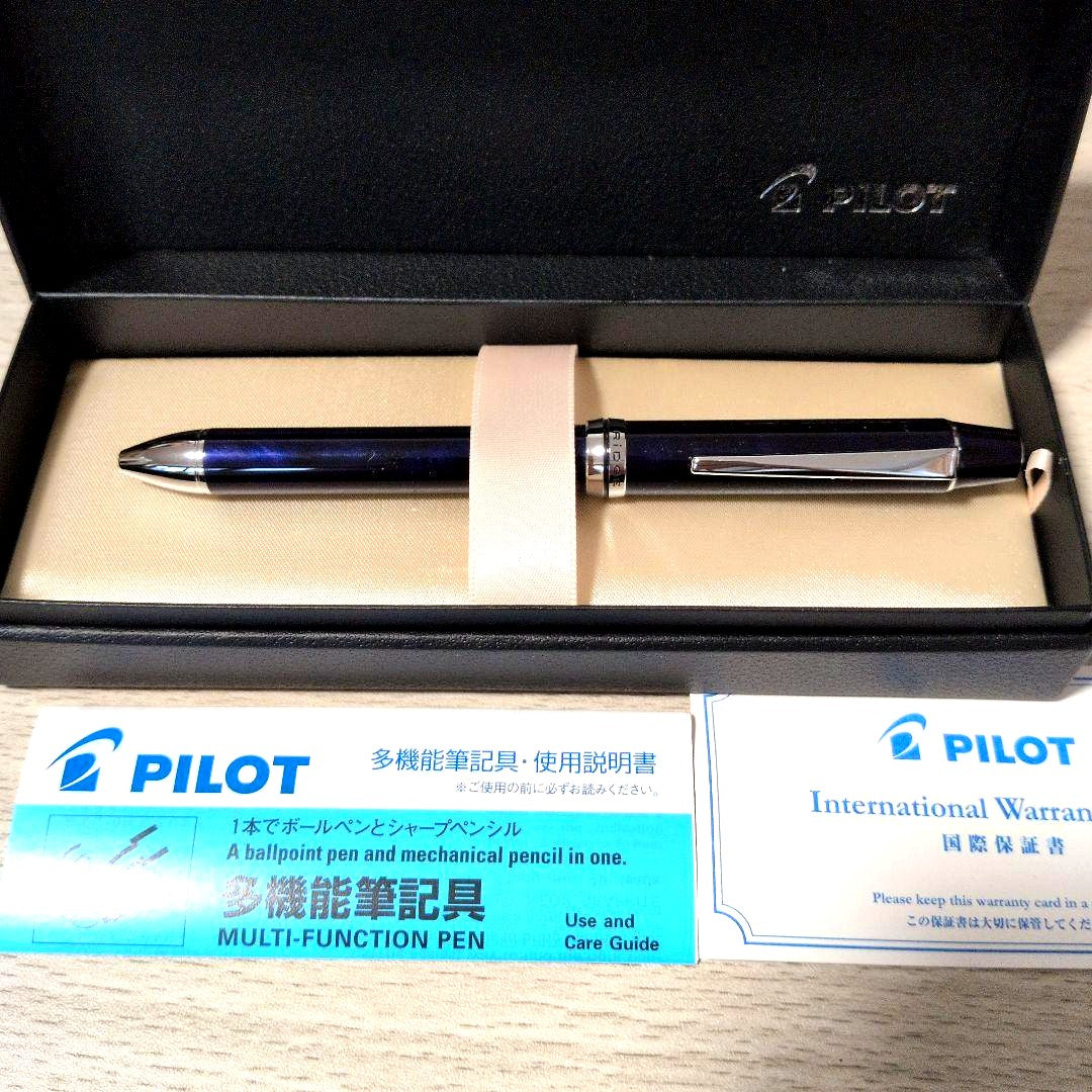 Pilot RiDGE multi-function pen with black and blue ink, sleek black body, shown on white background