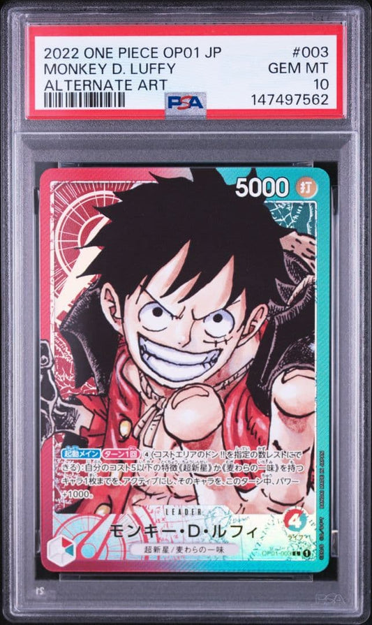 PSA 10 One Piece Monkey D. Luffy L — OP01-003 — Japanese