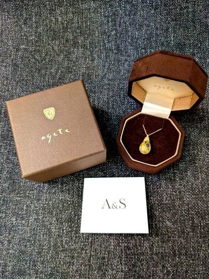 Ageté K10 Rutile Quartz Drop Necklace with 1.1 x 2.1 cm quartz pendant on 50 cm chain