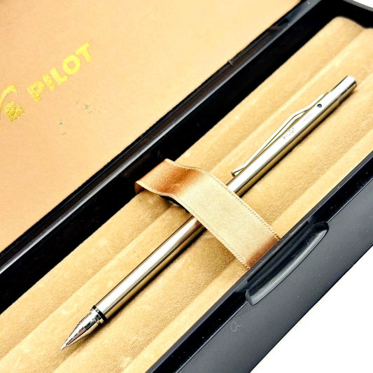 Silver Pilot mechanical pencil with stainless steel body and included protective case
