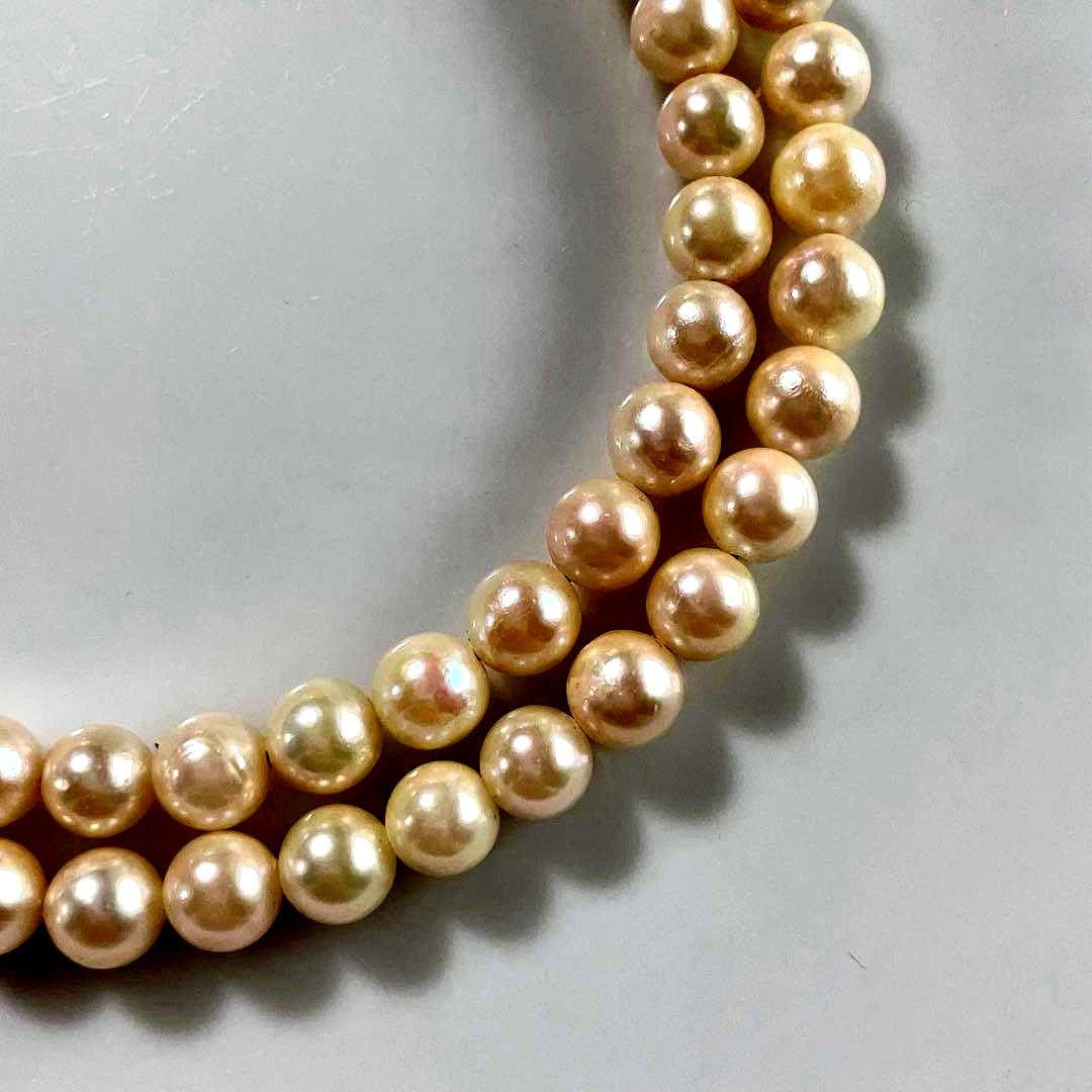 Akoya genuine baby pearl necklace with 5 mm white round pearls on 43 cm silver chain with clasp
