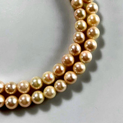 Akoya genuine baby pearl necklace with 5 mm white round pearls on 43 cm silver chain with clasp