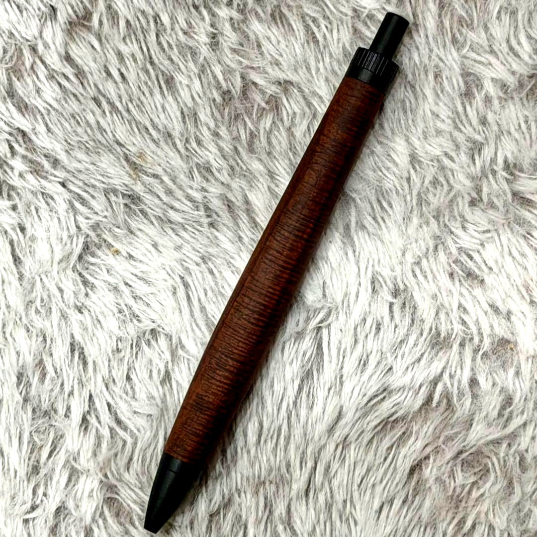 Yoshino Rosewood wooden pen with micro curl pattern and metal clip, ballpoint option, Japan import