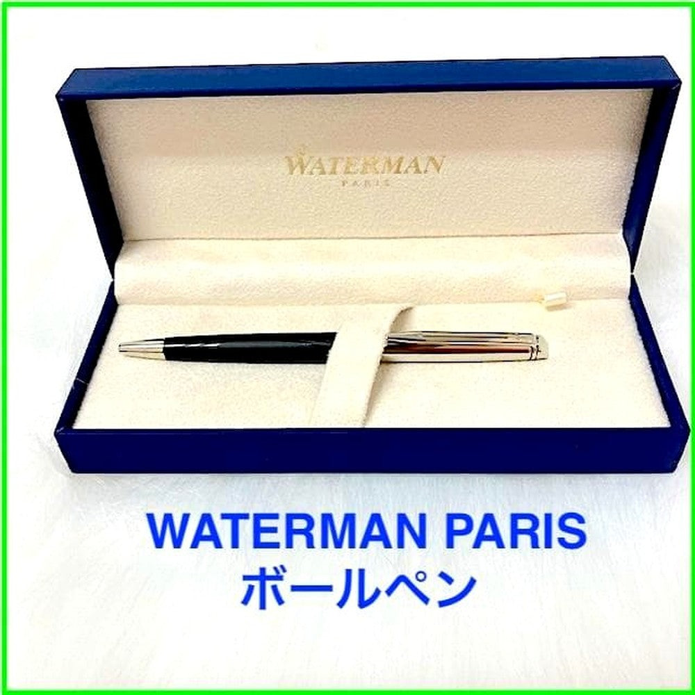 Waterman Paris black and silver ballpoint pen with 13 cm body length and sleek high-grade finish