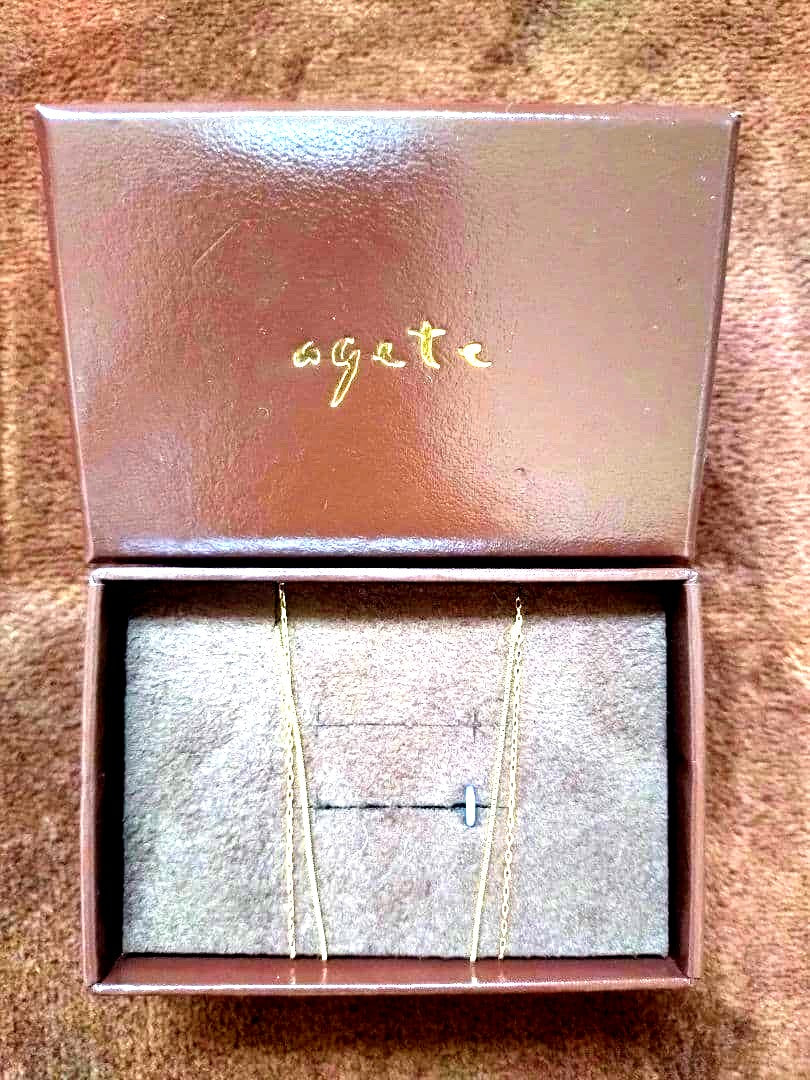 Agete long necklace 60cm K10 gold chain with 20cm venezian section and adjuster clasp