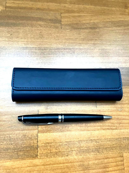 Waterman Expert Essential ballpoint pen in matte black finish shown with cap on and clip visible