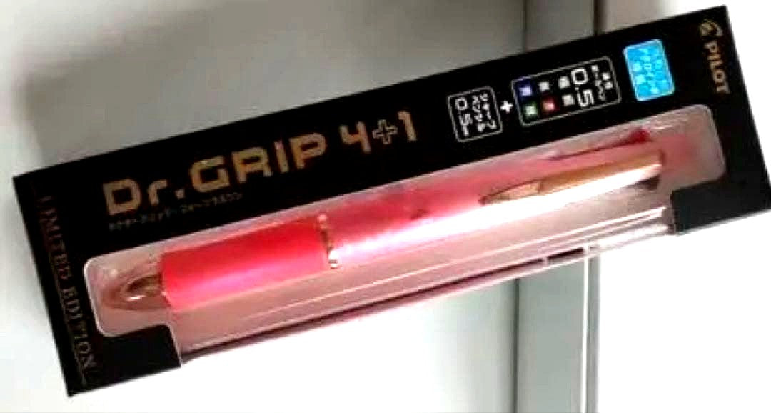New Pilot Dr. Grip 4+1 pen with ergonomic grip and multiple ink colors shown