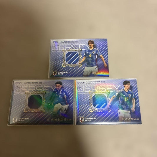 PSA 10 Samurai Blue Itakura Ko, Minamino Takumi, Tanaka Ao Jersey Card 3-Piece Set — Japanese