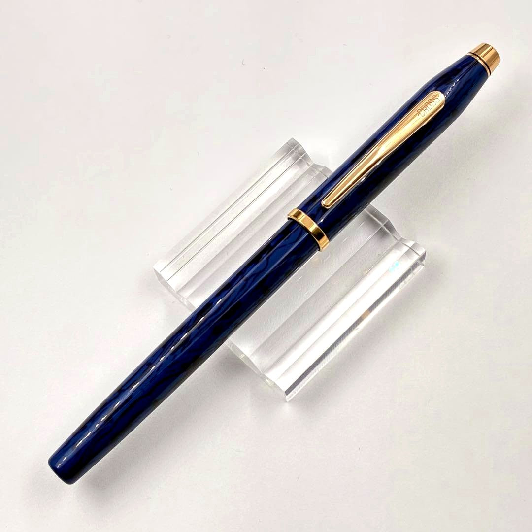 Cross Century Fountain Pen Model 10485 with blue lacquer finish and 18K gold fine nib, shown with original box