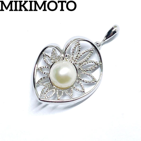 MIKIMOTO Pearl Necklace Pendant Top featuring a 7.2mm pearl set in silver with total weight 2.7g