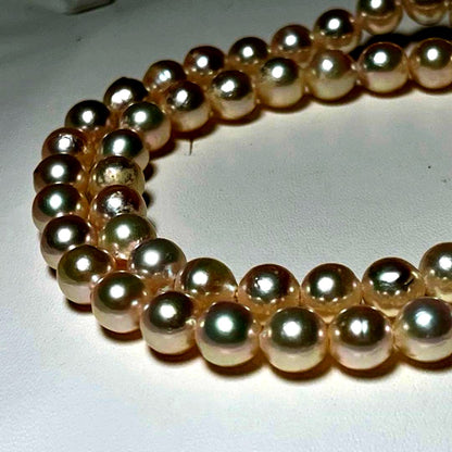 Akoya pearl necklace with 6.5-7.0mm round pearls in 42cm length, model M743