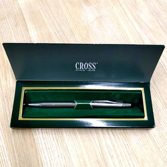 Silver CROSS ballpoint pen with blue ink and a matching dedicated case