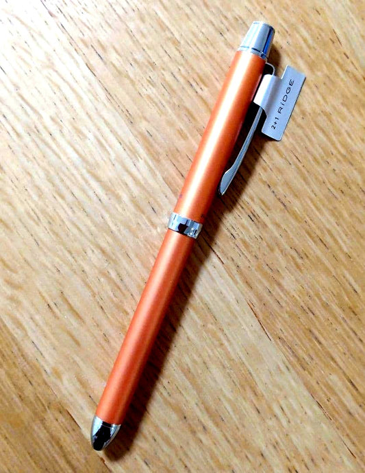 Pilot RiDGE 2+1 multi-function pen with orange body and black and red ballpoint ink