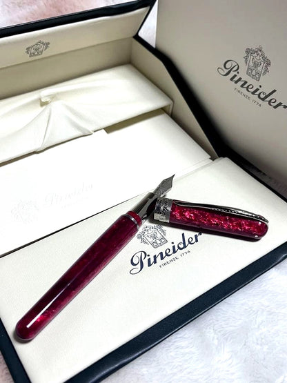 Pineider Avatar Lipstick Red fountain pen with fine stainless steel nib and resin body, Japan import