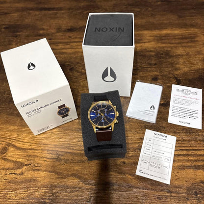 NIXON SENTRY CHRONO LEATHER Quartz Men's Watch — Japanese