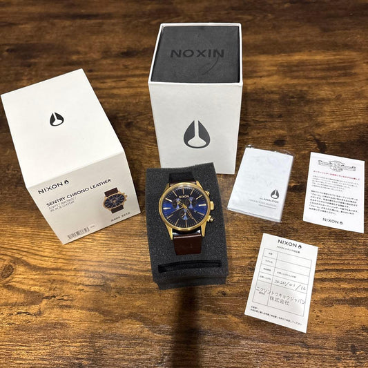 NIXON SENTRY CHRONO LEATHER Quartz Men's Watch — Japanese