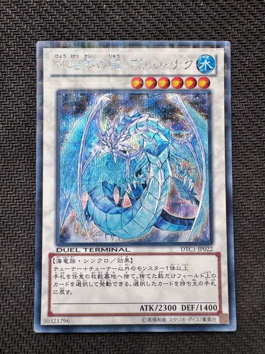 Seikatsu Trading Card Game Ice Bound Dragon Brionac DTC1-JP022 Secret Rare card Japan import with visible scratches