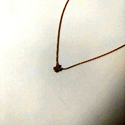 Agete Clover K18 gold necklace with diamond pendant and 40cm adjustable chain