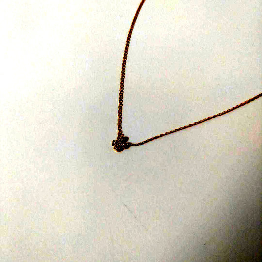 Agete Clover K18 gold necklace with diamond pendant and 40cm adjustable chain
