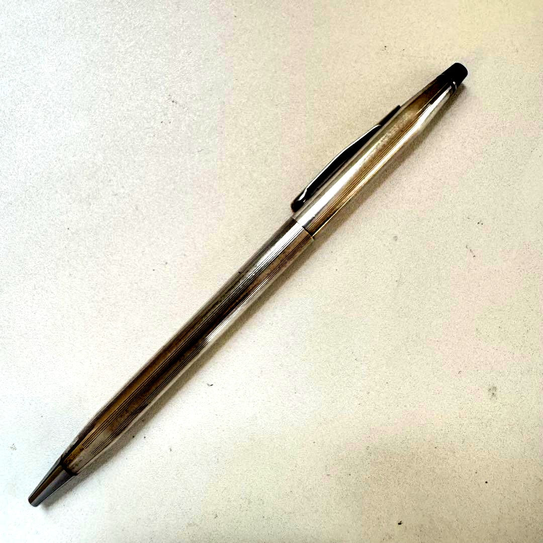 Pre-owned Cross Classic Century silver-plated ballpoint pen with twist mechanism shown on a white background