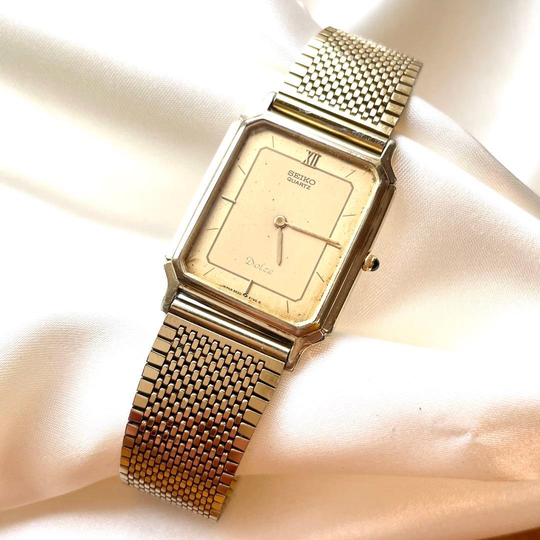 SEIKO Dolce Rectangular 9520 Quartz Men's Watch — Japanese