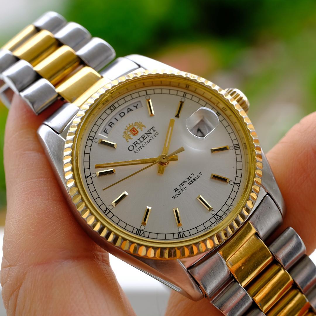 ORIENT President Day-Date Gold Automatic Men's Watch — Japanese