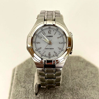 Casio Wave Ceptor LWQ-150 women's radio-controlled solar watch with quartz movement and white strap