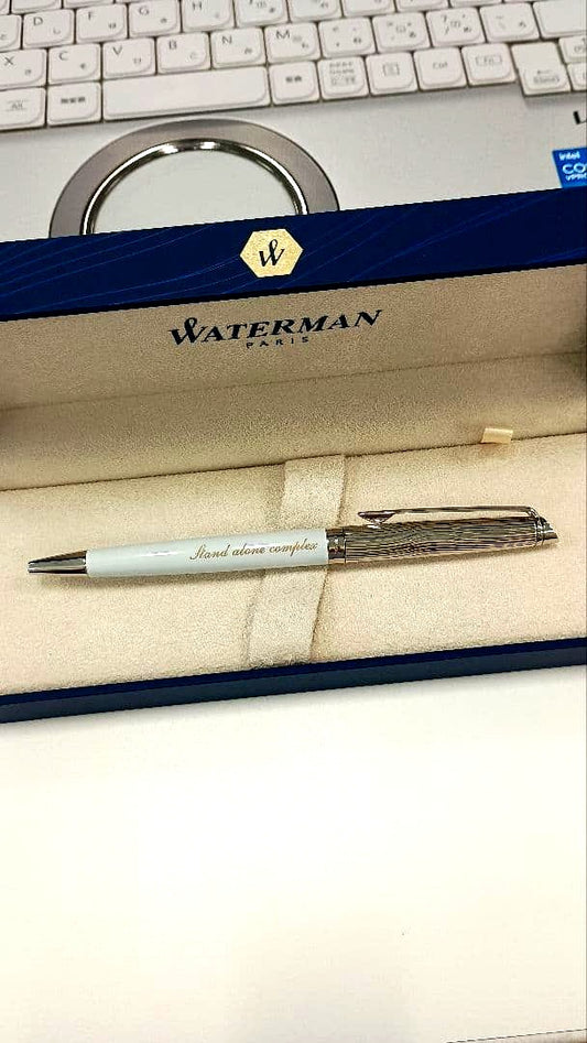 Waterman Stand Along Conplex white metal pen with simple elegant design and dedicated case