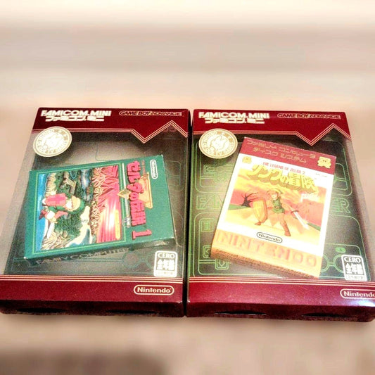 Nintendo Famicom Mini Legend of Zelda 1 and Link's Adventure 2 game cartridges set