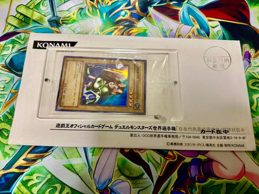 Bandai Yu-Gi-Oh WCS-001 Girl Warrior Canaan 2003 Asia Edition unopened card with notice and envelope Japan import