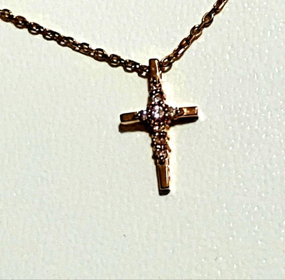 aga K10 PG Diamond Cross Necklace featuring a delicate diamond-studded cross pendant on a 40 cm chain