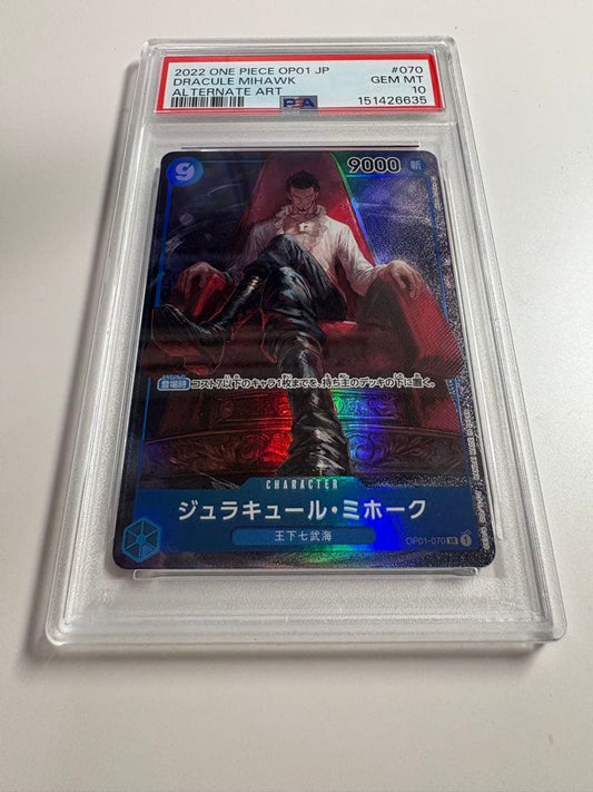 PSA 10 One Piece Dracule Mihawk SR — OP01-070 — Japanese