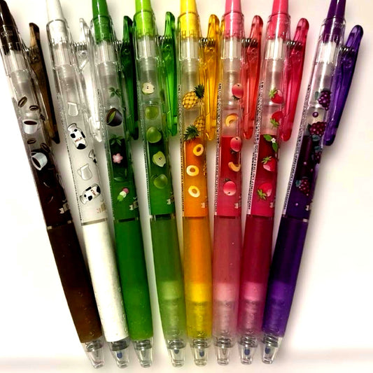 Pilot Juice Limited Edition ballpoint pen 8-piece set with brown, dark green, and light pink pens