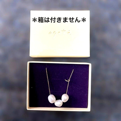 agete K10 necklace featuring a freshwater pearl with adjustable chain length and silver markings