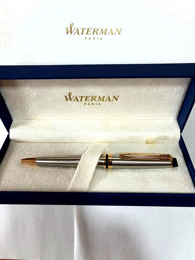 WATERMAN Metropolitan ballpoint pen with silver body and gold clip in original box
