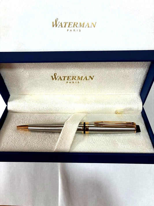 WATERMAN Metropolitan ballpoint pen with silver body and gold clip in original box