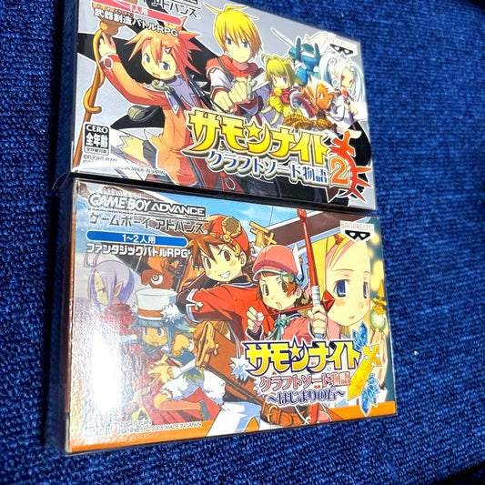 Summon Night Craft Sword Story 1 and 2 game cartridge set for GBA with condition details