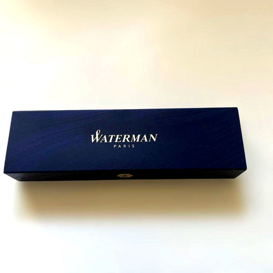 WATERMAN black ballpoint pen displayed with its dedicated black case