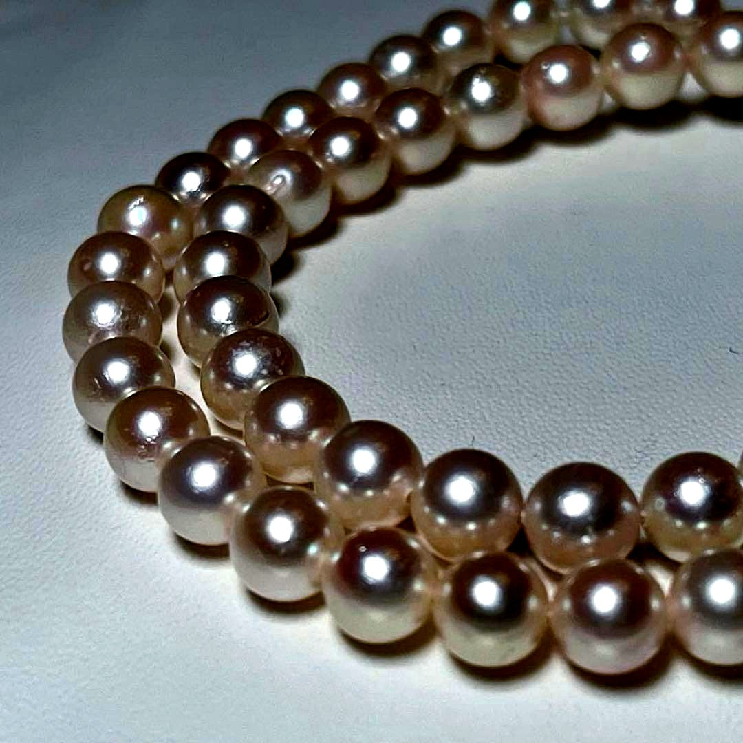 Akoya pearl necklace with semi-round white pearls sized 6.0-6.4mm on a 40cm silver chain