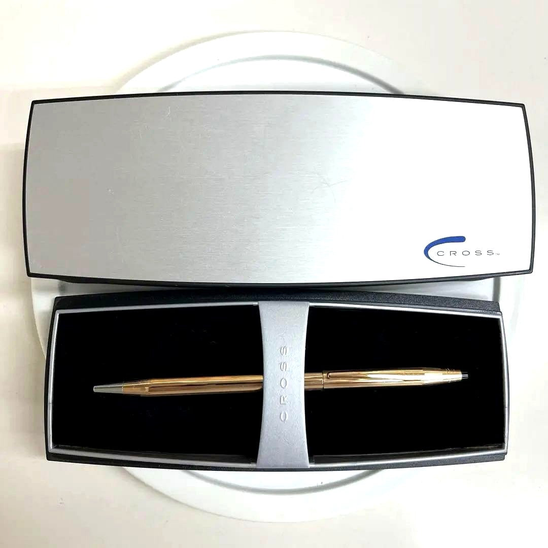 Cross 1/20 14KT Gold Ballpoint Pen with box and instructions shown against white background