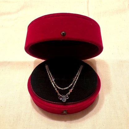 Agete necklace silver with gold plating featuring lapis lazuli, amethyst, and pink tourmaline stones on 50 cm chain