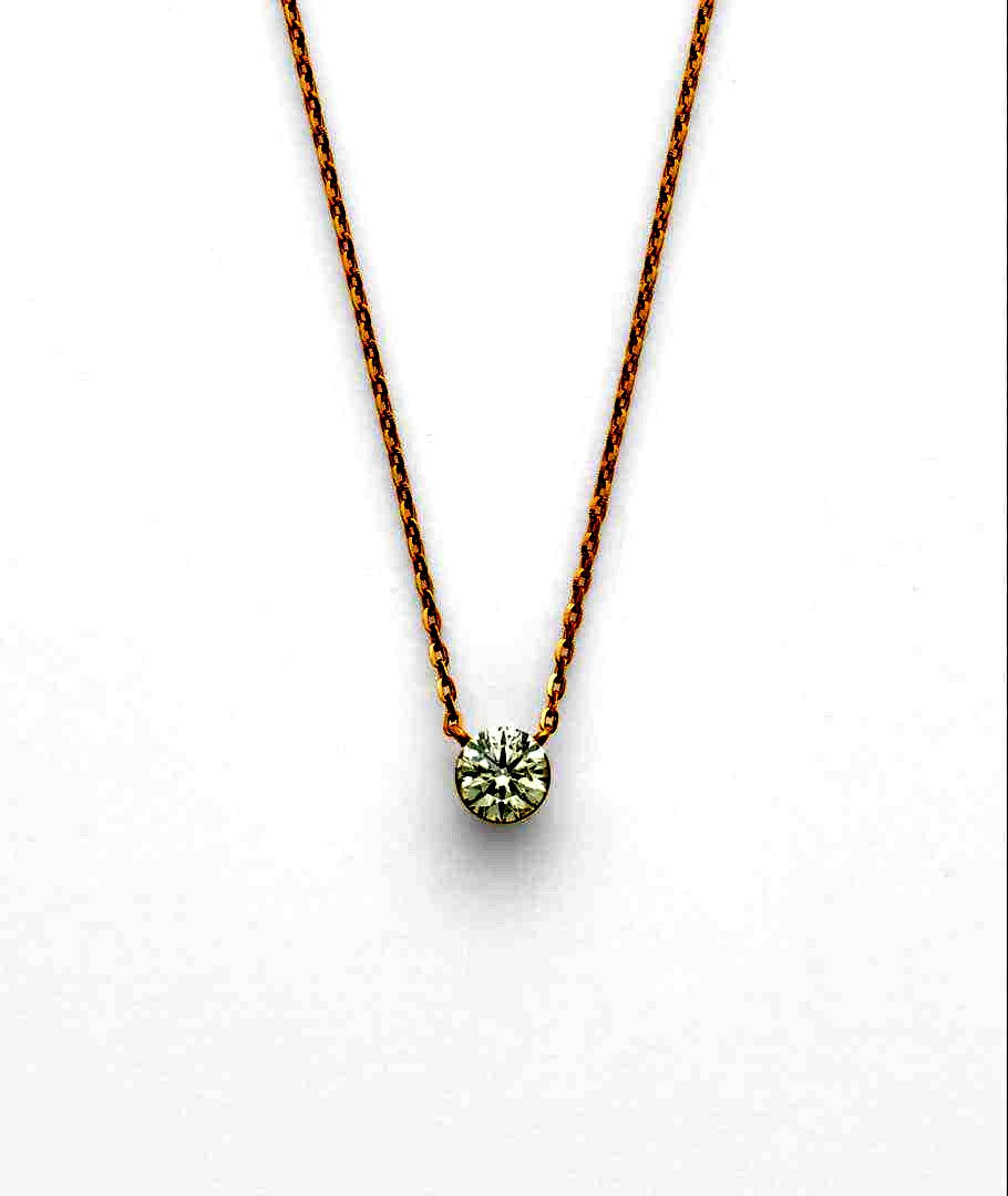 agete K18 gold necklace with 0.2ct diamond and adjustable length 40 to 45.5 mm