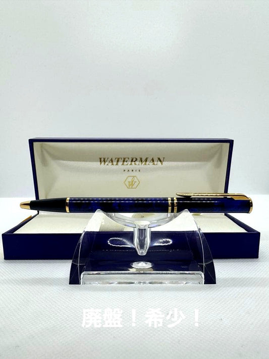 WATERMAN Phileas Blue Marble ballpoint pen with gold accents on a white background