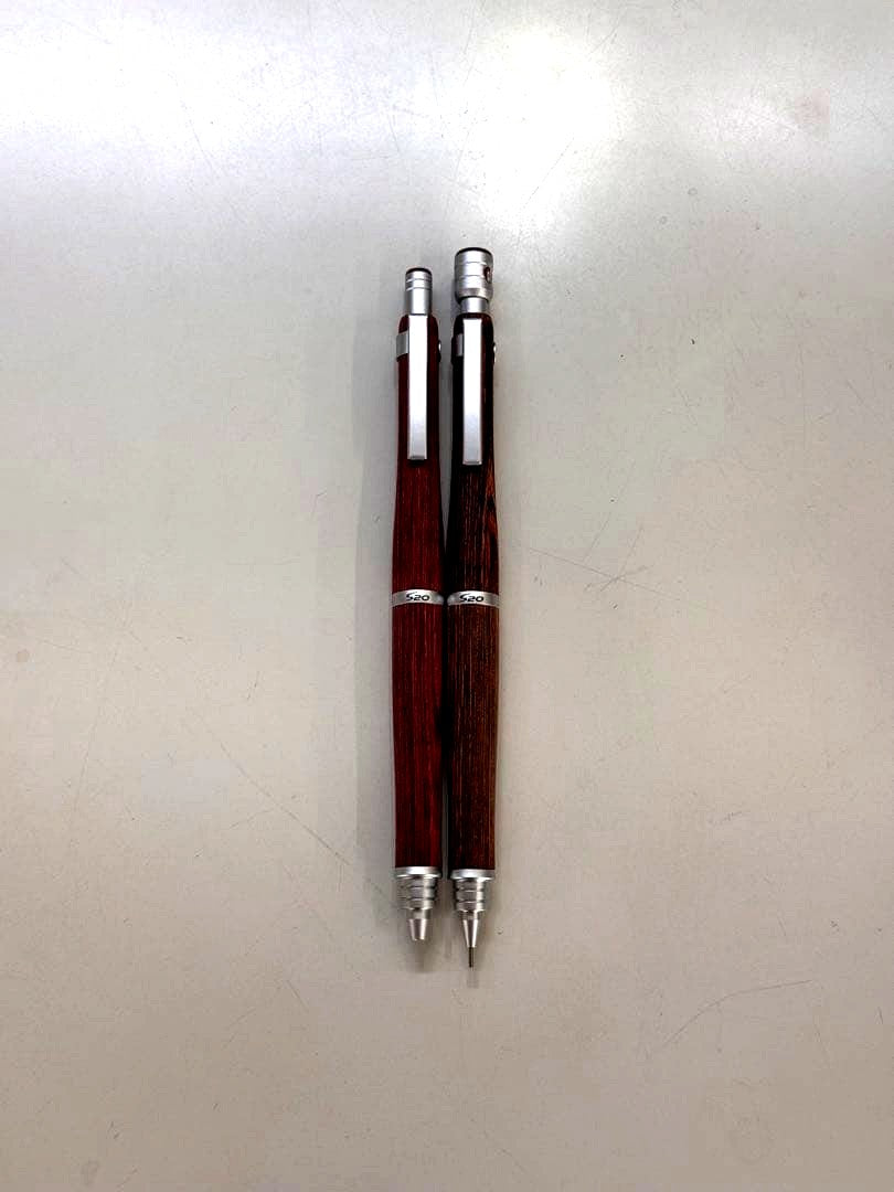 PILOT S20 set featuring a dark brown 0.5mm mechanical pencil and a deep red ballpoint pen