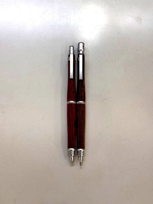 PILOT S20 set featuring a dark brown 0.5mm mechanical pencil and a deep red ballpoint pen